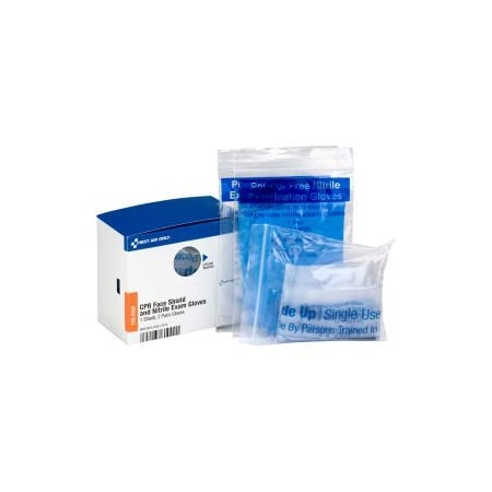 Acme United First Aid Only FAE-6100 SmartCompliance Refill CPR Shield & Nitrile Gloves, 1 Shield, 2 Pair Gloves FAE-6100
